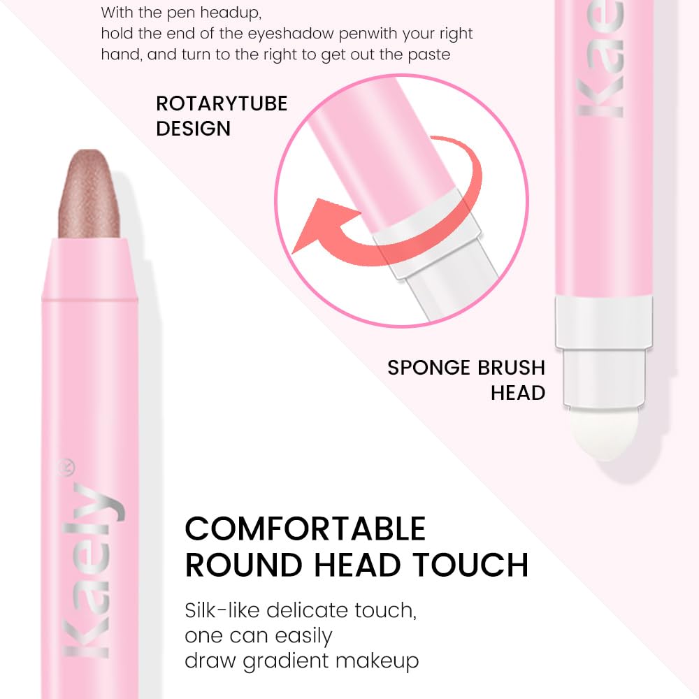 Kaely 2in1 Cream Eye Shadow Brightener Sticks for Eyes, Pencil Eyeshadow Applicator Stick Waterproof Pigmented, Eye Shadow Palette Highlighter Makeup, sombras para ojos, 36 Mauve taupe Shimmer