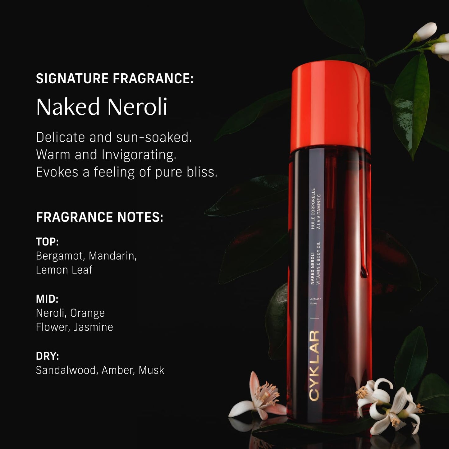 Vitamin C Body Oil for Women and Men. Moisturizing Naked Neroli Scented Body Serum for Glowing Skin. Nourishing, Hydrating After-Shower and Bath Skin Care Moisturizer, 4.2 Fl Oz