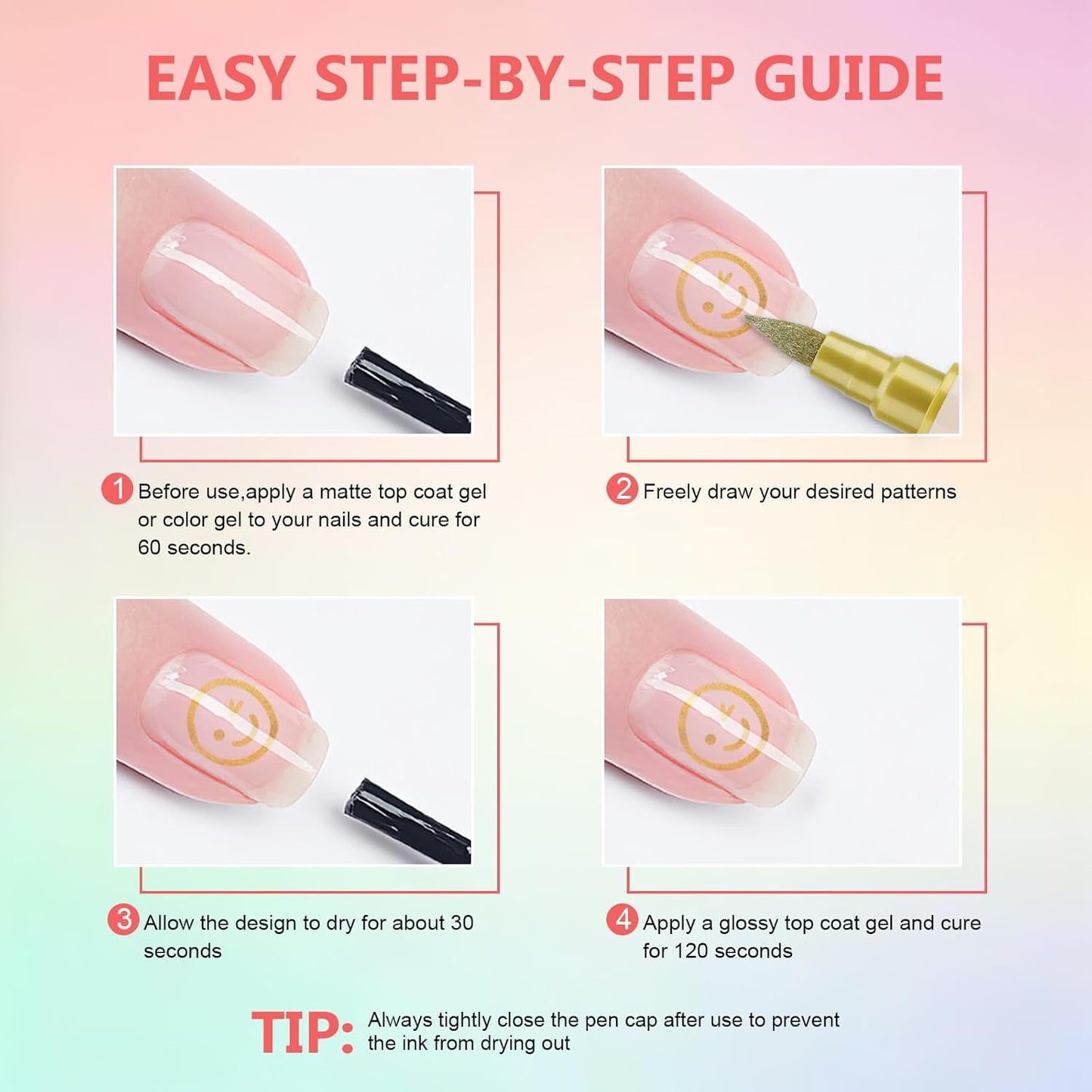 12 Colors Nail Art Pens Set, 3D Nail Polish Pens Quick-Drying Acrylic Paint Markers,For Nail Art Drawing Painting Nail Point Dotting Liner Pen, Nail Design Kit Manicure Tools Home & Salon DIY