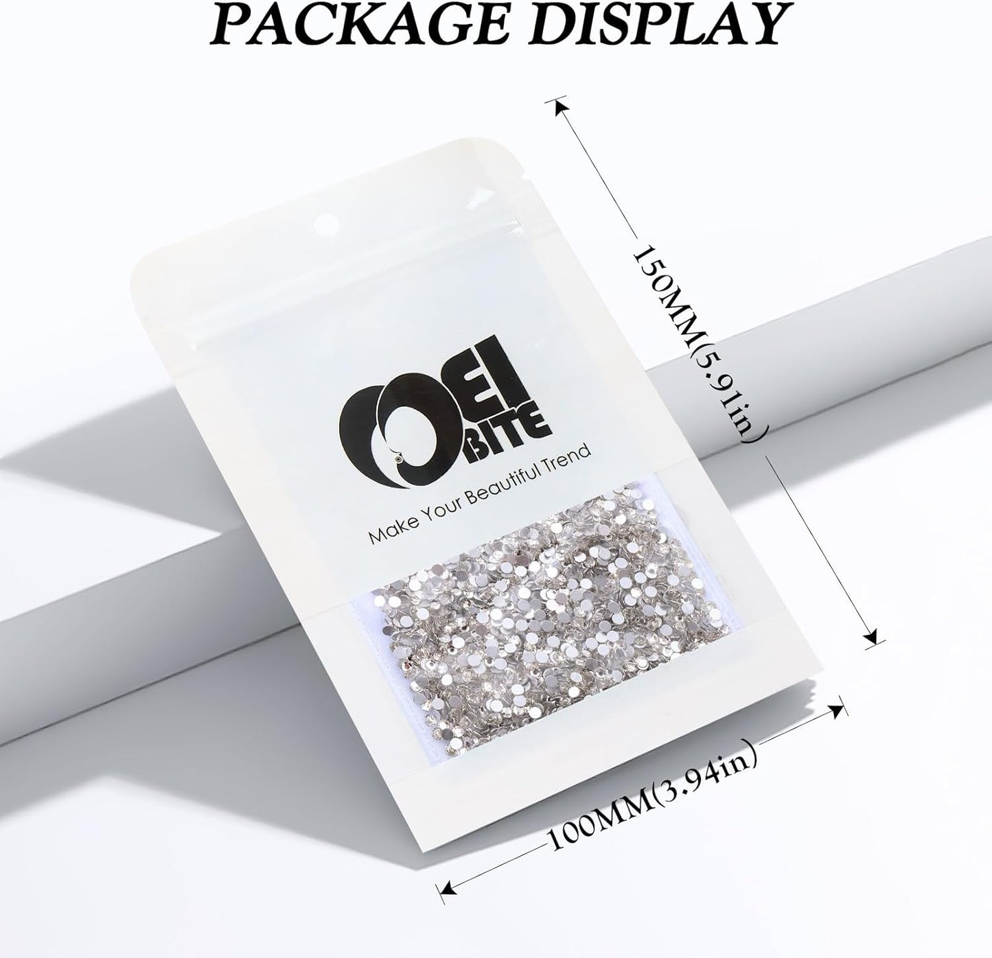 Crystal Clear Flatback Rhinestones, Glass Rhinestones for Nail Art and Craft, Glue Fix, Loose Crystal Gemstones(Crystal, SS10, 2880pcs, 2.7-2.8mm)