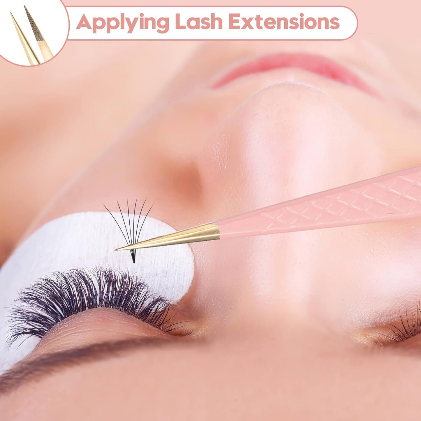 Ms.Queen Straight Tweezers for Eyelash Extensions,Fiber Tip Pointed Isolation Lashing Tweezers