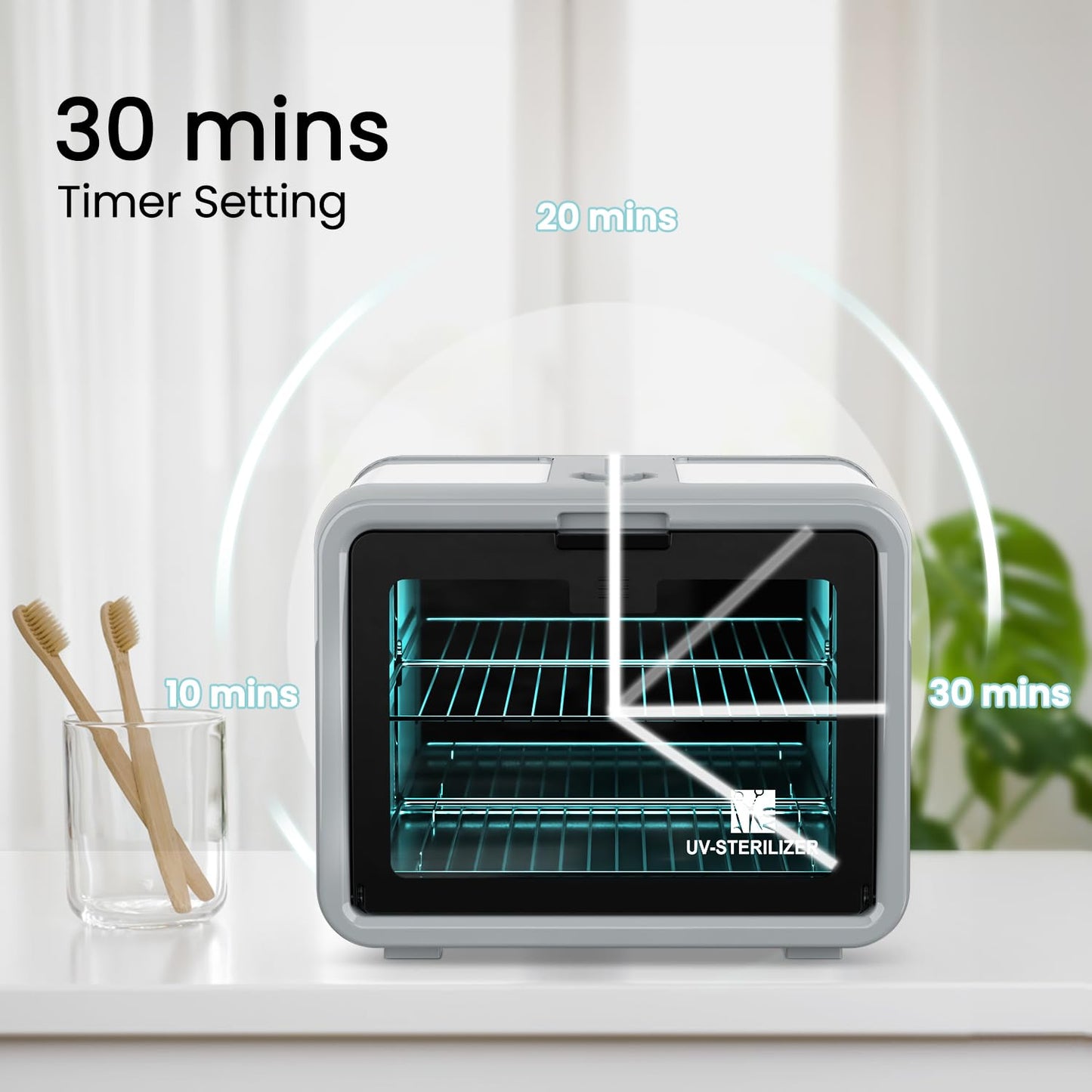 UV Sanitizer Cabinet Professional Disinfection Box 8L Capacity for Salon Tools, Manicure Set, Smartphones and Home Use (Gray)