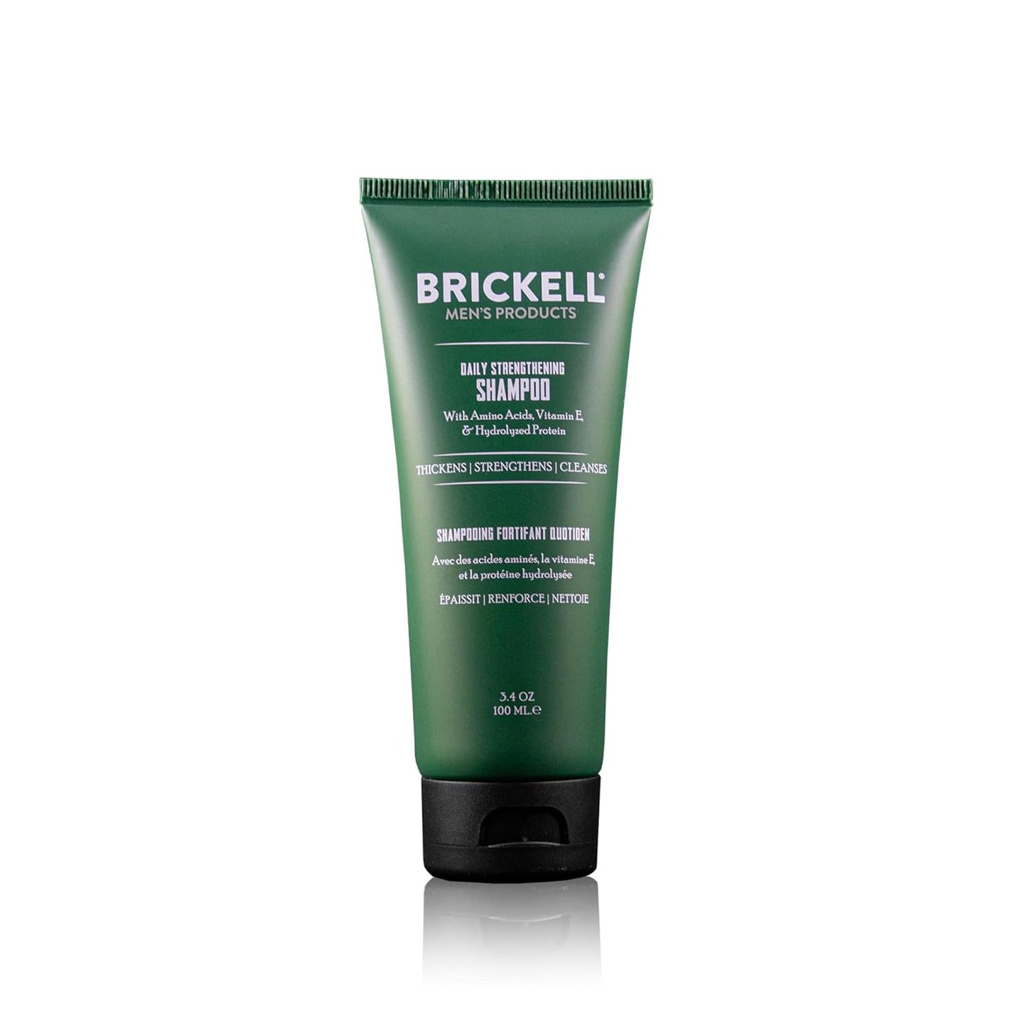 Brickell Men's Products Daily Strengthening Shampoo for Men, Natural and Organic Featuring Mint and Tea Tree Oil To Soothe Dry and Itchy Scalp, Sulfate Free and Paraben Free, 3.4 Ounce, Scented