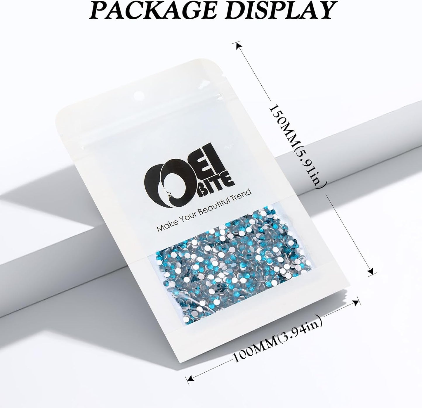 Malachite Blue Flatback Rhinestones, Glass Rhinestones for Nail Art and Craft, Glue Fix, Loose Crystal Gemstones(Malachite Blue, SS4, 2880pcs, 1.5-1.7mm)