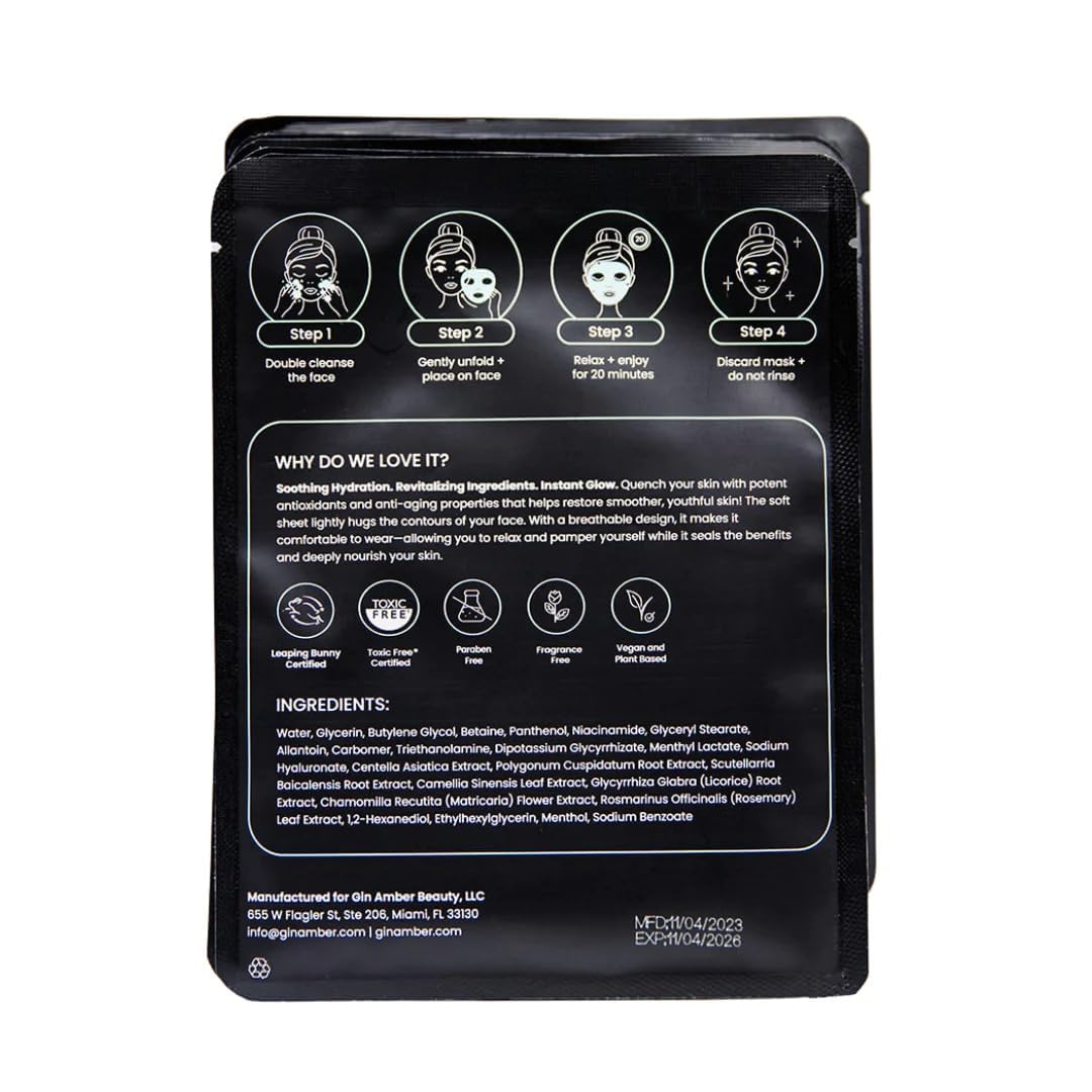Gin Amber Beauty - Individual Superfood Sheet Mask (23g, 10 PACK)