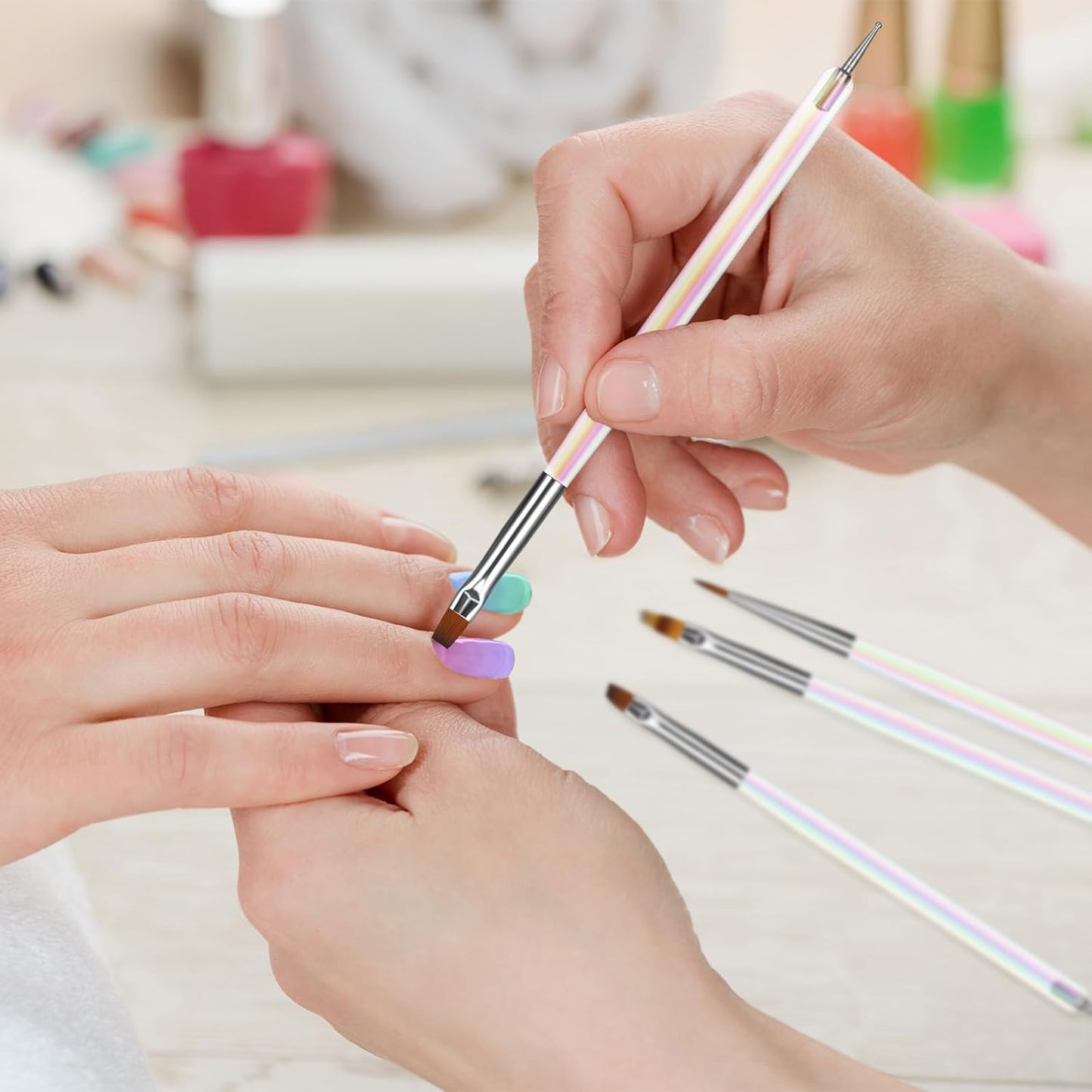 Artdone 12 PCS Nail Art Brushes Set Nail Art Liner Brush and Nail Dotting Pen Gel Polish Painting Tools For Nail Art Design Include Extension Gel Nail Brush And Arylic Nails