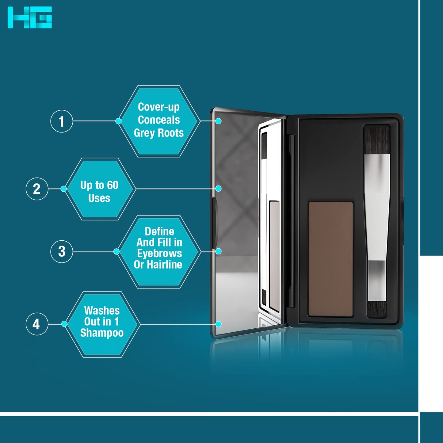 Root Touch Up Hair Color Root Cover Up with Double-Ended Brush for Hair Color for Gray Hair Coverage - Portable Hair Powder Solution for Quick Gray Coverage (Dark Blonde, 6g)