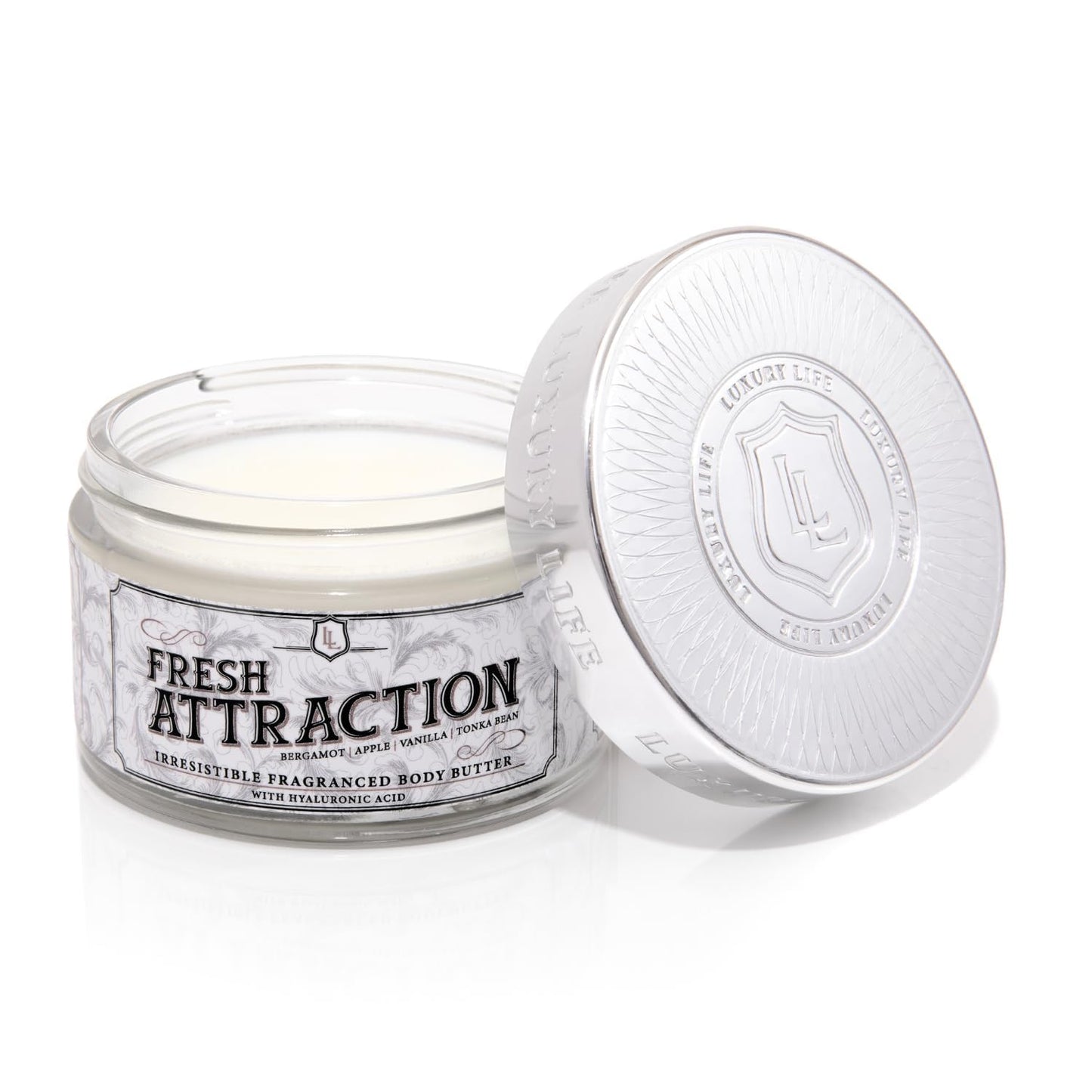 LUXURY LIFE BUTTER - Irresistibly Scented Body Butter with Hyaluronic Acid for Ultimate Moisture. Luxurious Natural Fragrance. Hydrates for a Non-Greasy Glamorous Glow, Fresh Attraction, 5 oz.