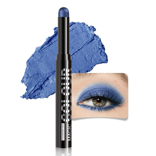 Royal Blue Shimmer Cream Eye Shadow Stick Makeup for Women, Royal Blue Shimmer Matte Eye Shadow Brightener Stick for Eyes, Waterproof Eyeshadow Pencil Applicator Blendable for Eye Highlight 18