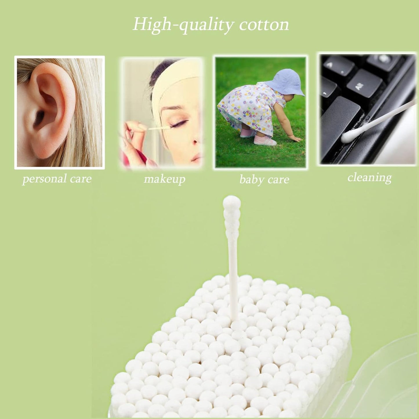 1000 Count Mini Cotton Swabs, Spiral/Round Cotton Swab with Paper Stick for Personal Care and Cleaning