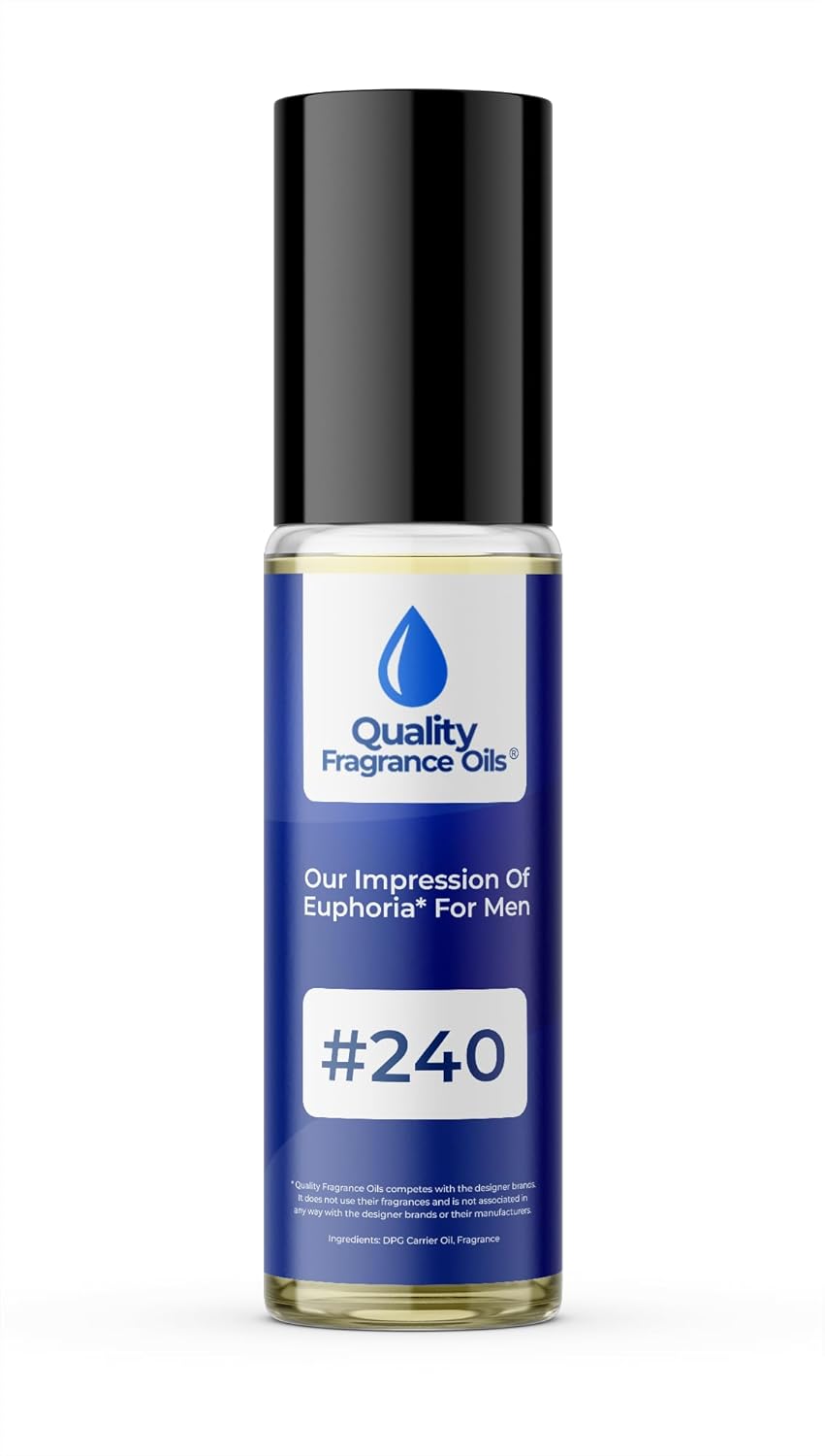 Quality Fragrance Oils' Euphoria for Men Impression #240 | Long-Lasting Perfume Oil, Alcohol-Free, Strong Scent, 10ml Roll-On | Affordable Alternative to Designer Fragrances
