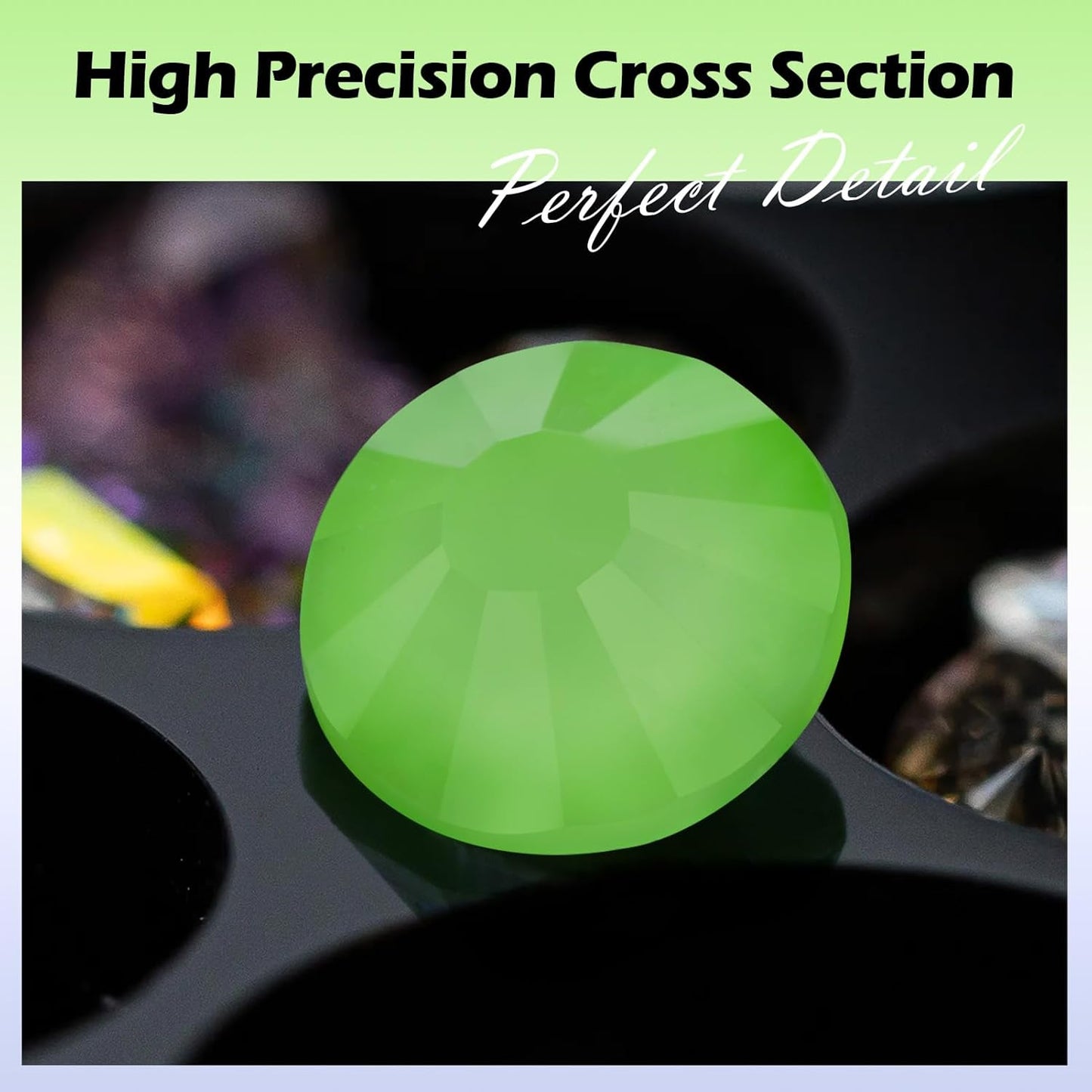 Mocha Lt.Green Flatback Rhinestones, Glass Rhinestones for Nail Art and Craft, Glue Fix, Loose Crystal Gemstones(Mocha Lt.Green, SS10, 1440pcs, 2.7-2.8mm)