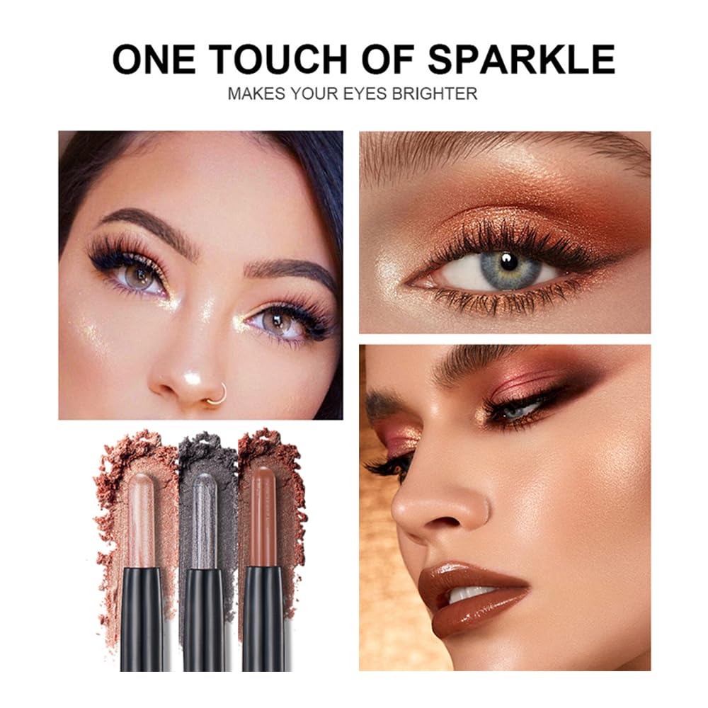 Dark Gray Eyeshadow Stick Makeup, Cream Shimmer Eye Shadow Pencil, Hypoallergenic Waterproof Long Lasting Crayon, Smooth Glitter Primer Palette Eyeliner Make up