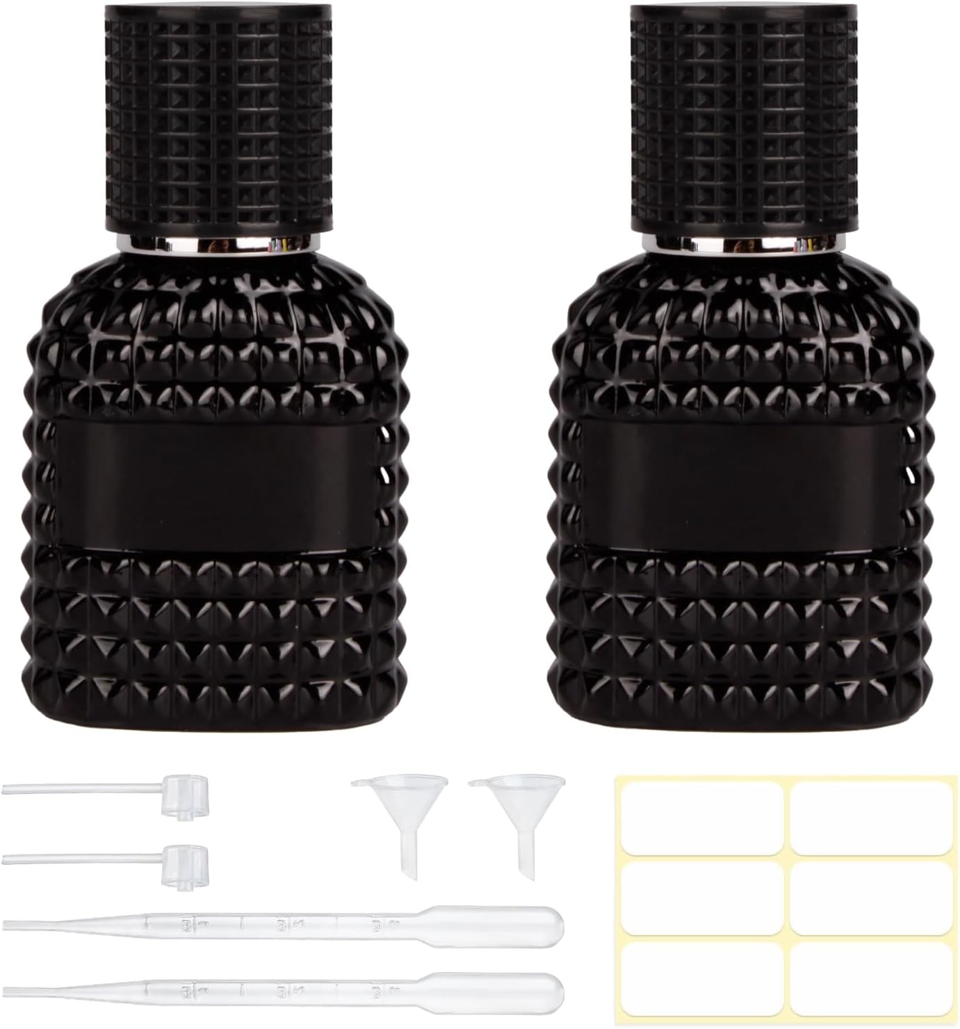 2 Pack 30ml Perfume Spray Bottles Empty, Refillable Glass Fine Mist Atomizer, Portable Travel Perfume Atomizers Fragrance Containers Sprayer for Cleaning, Essential Oils, Liquids (Black)