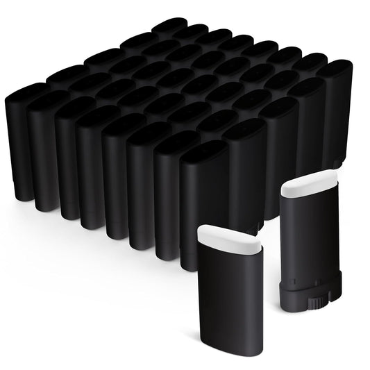 Wesiti 100 Pcs Plastic Empty Deodorant Containers 1/2 oz Travel Deodorant 15ml Refillable Containers Tubes Oval Lip Balm Tubes for Lip Balm DIY(Black)