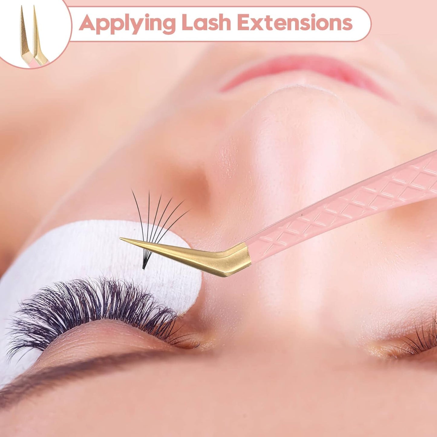 Ms.Queen Volume Tweezers for Eyelash Extensions, Fiber Tip Grip Lash Tweezers for Volume Lashes