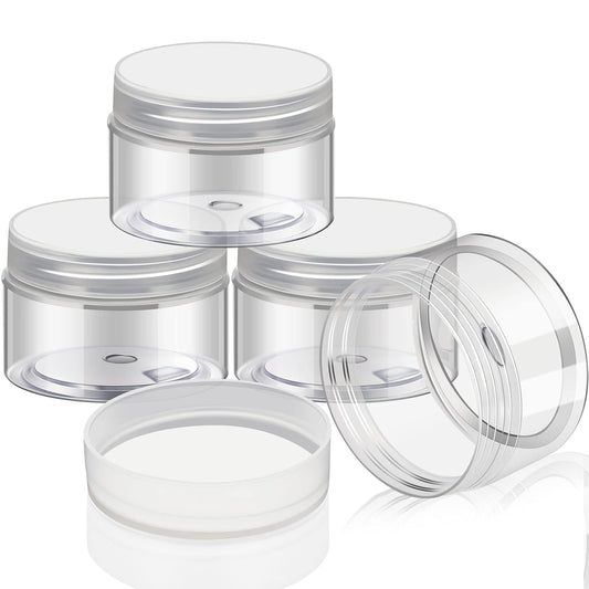 Patelai 4 Pieces Round Wide-mouth Leak Proof Plastic Container Jars with Lids for Travel Storage Makeup Beauty Products Face Creams Oils Salves Ointments DIY Making(2 Ounce,Clear)