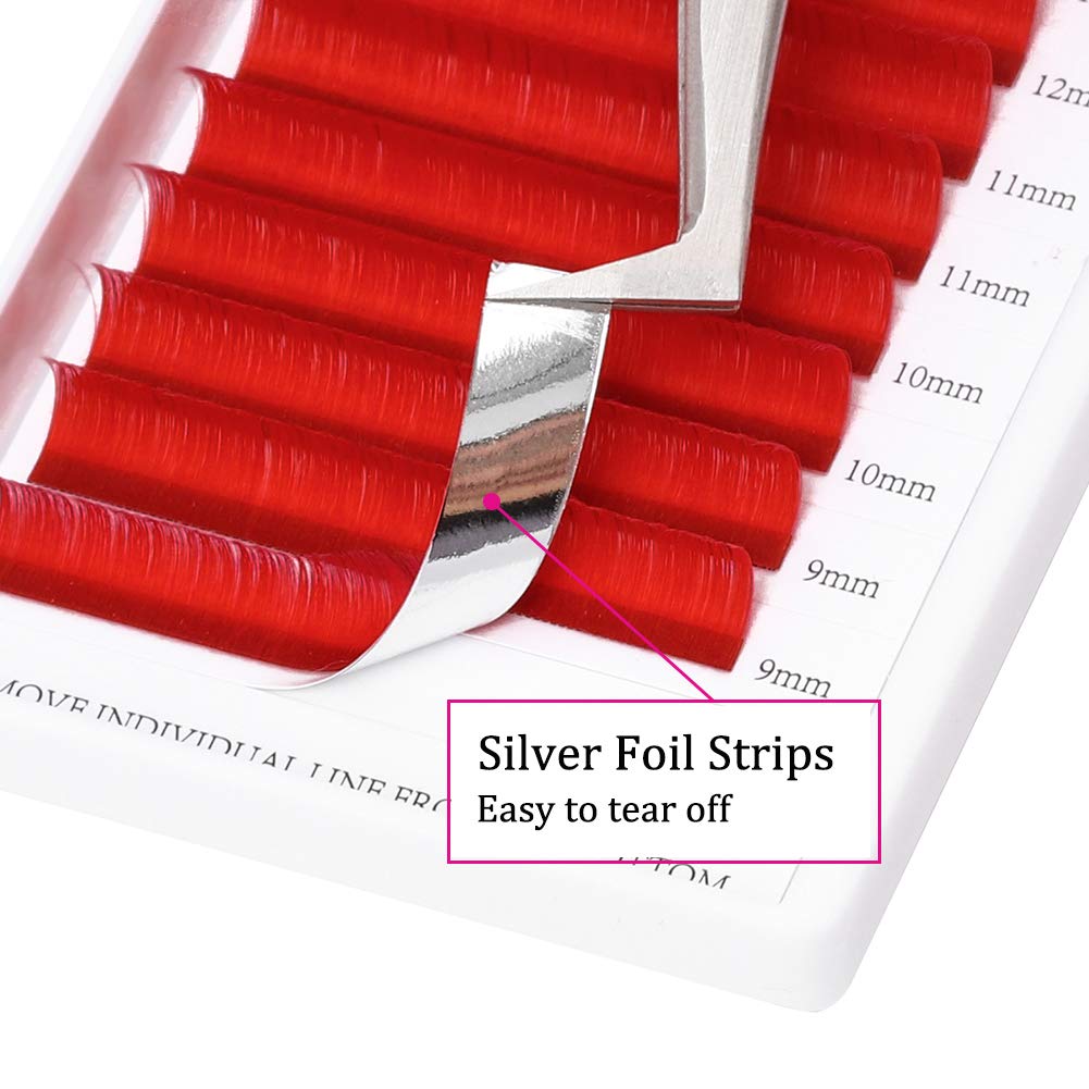 Volume Lash Extensions D Curl Mixed Tray Easy Fan Volume Lashes 0.07 8-14mm Mixed Tray Red Rapid Blooming Mink Eyelash Extensions (Red 0.07-D, 8-14mm Mix)