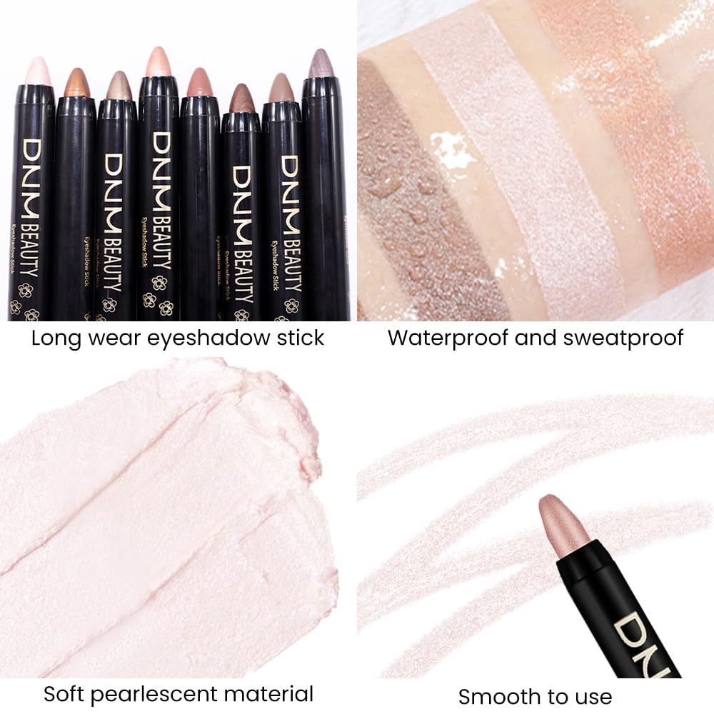 evpct Pearl Shimmer Cream Eye Shadow Brightener Sticks Set for Eyes, Pearl Shimmery Matte Pencil Eye shadow Applicator Stick Pen Palette Makeup Waterproof sombras en crema para ojos 18#