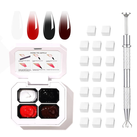 Finger Secret 4 Colors Set Ombre Pat Gel Nail Polish,Gradient Painting GelS with 20pcs Nail Sponges for Gel Paint for Nails Art can be Painted in Salon or Home Use(k11)