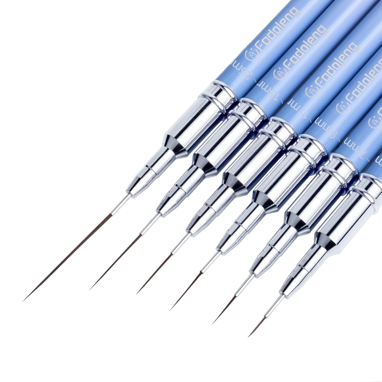 Liner Brush for Nails, 6Pcs Thin Nail Art Brushes Professional Nail Detail Brush for Gel Polish Sizes 5/7/9/11/15/25mm (Blue and Pink)