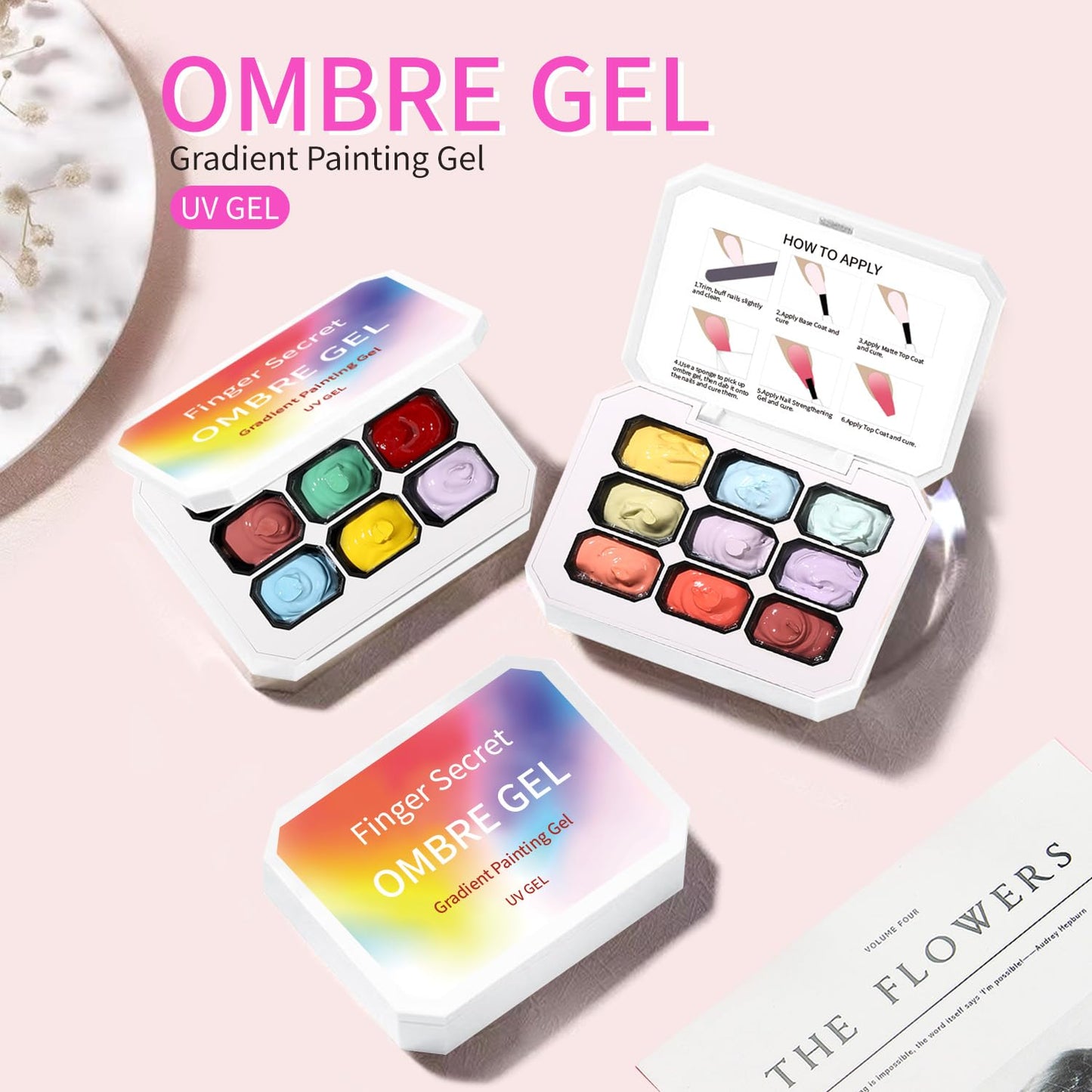 Ombre Gel Nail Polish Nail Sponges for Ombre 9 Series Colorful Blush Effect Gradient Painting Gel for Ombre Nails Multistyle French Manicure Nail Art DIY Home (A3, 1)