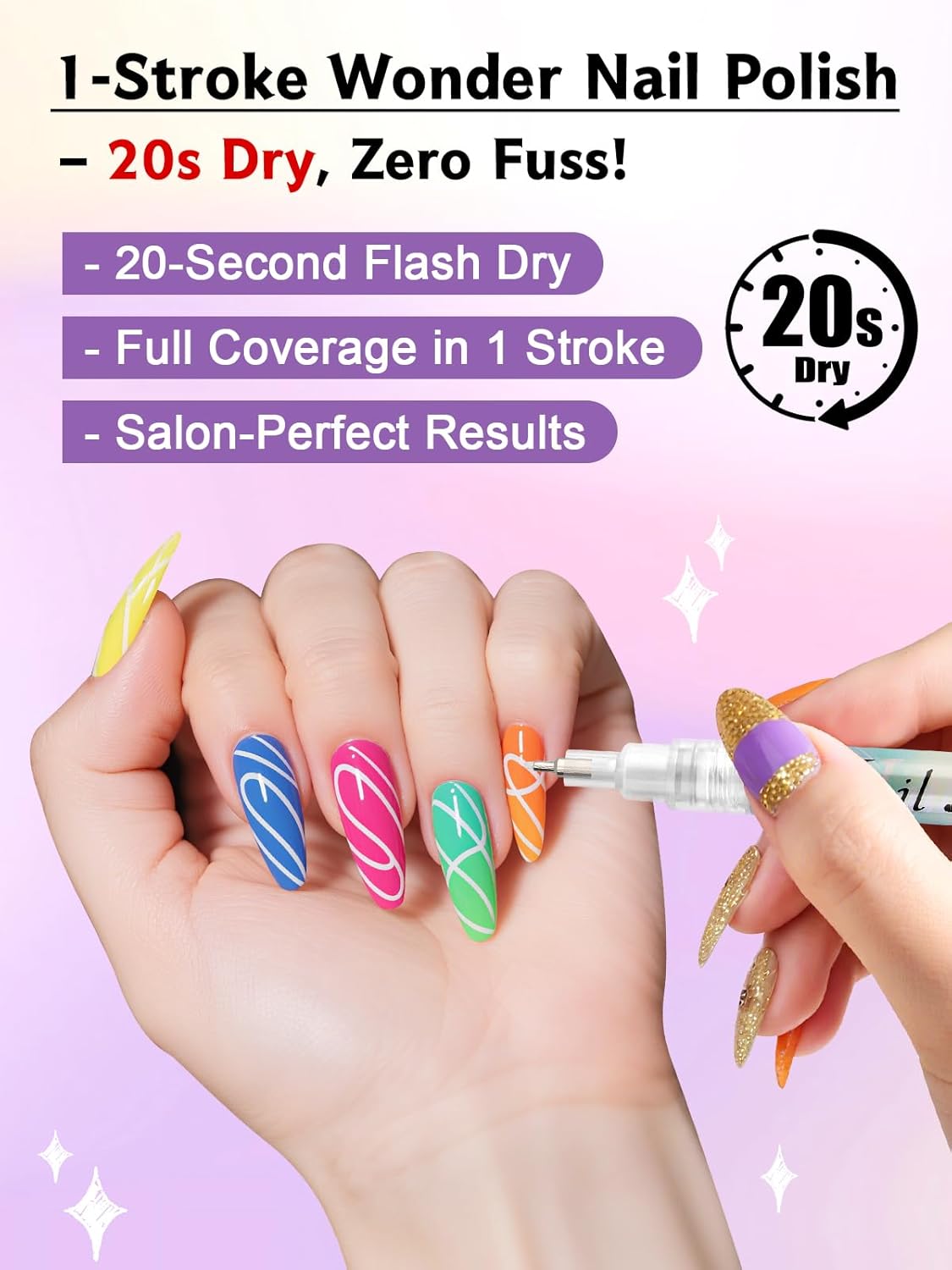 1 PCS White Nail Art Polish Pens, Kalolary 0.5mm Nail Art Markers Nail Point Graffiti Dotting Pen Drawing Painting Liner Brush for DIY Nail Art Beauty Adorn Manicure Tools