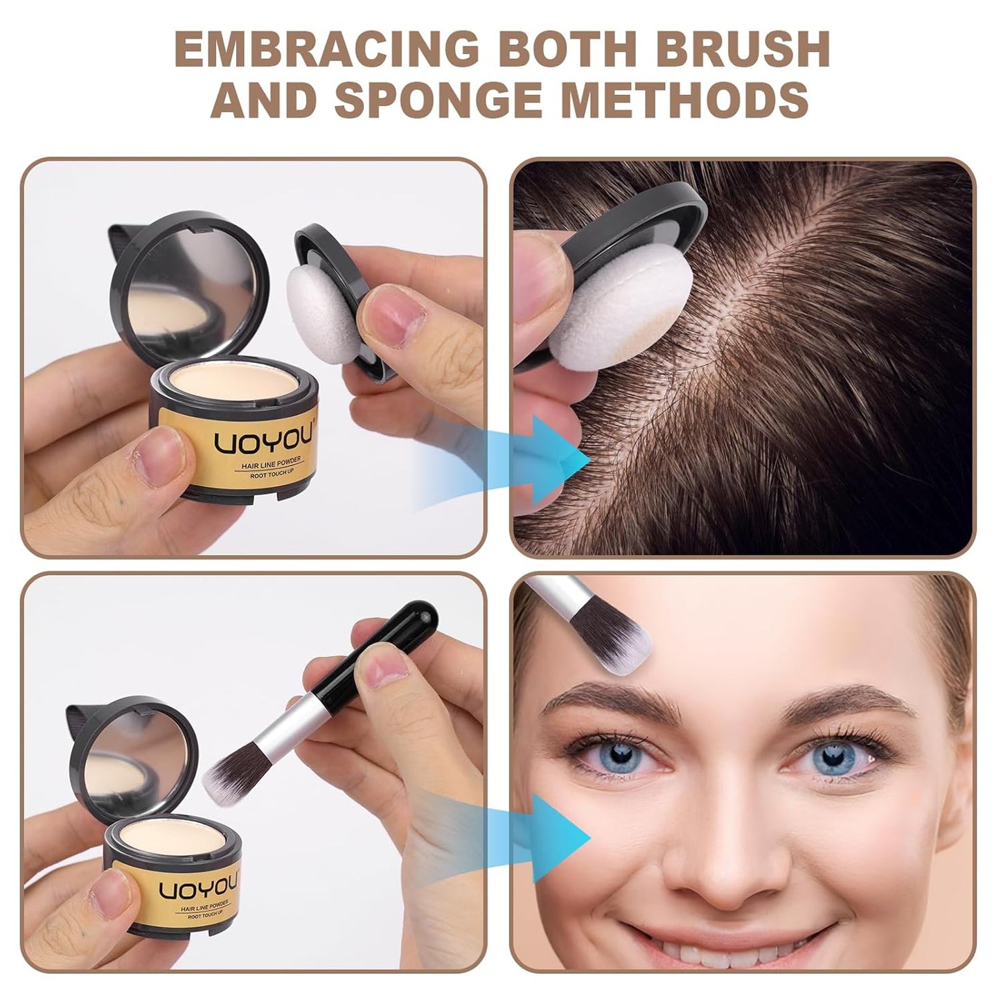 Root Touch Up Powder Instantly Conceals Hair Loss, Gray Root Cover Up Powder, Water & Sweat Resistant Hair Powder for Thinning Hair Men & Women, Includes Brush (Dark Blonde, 4g Bottle with Brush)