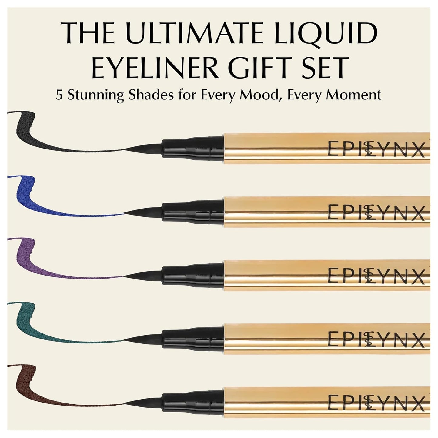 Waterproof Eyeliner - Smudge-Proof Liquid Eyeliner Pen with Precision Tip for Smooth, Long-Lasting Application - Vegan, Hypoallergenic & Gluten-Free Eye Liner - 5 Shades 2mL each Gift Set