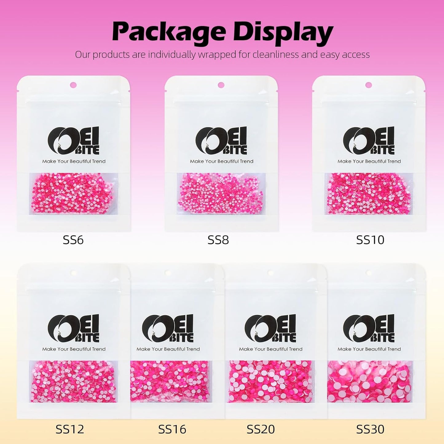 Neon Rose Flatback Rhinestones, Glass Rhinestones for Nail Art and Craft, Glue Fix, Loose Crystal Gemstones(Neon Rose, SS12, 1440pcs, 2.9-3.0mm)