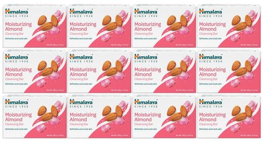 Himalaya Moisturizing Almond Cleansing Bar, Face and Body Soap for Soft Skin, 4.41 oz, 12 Pack