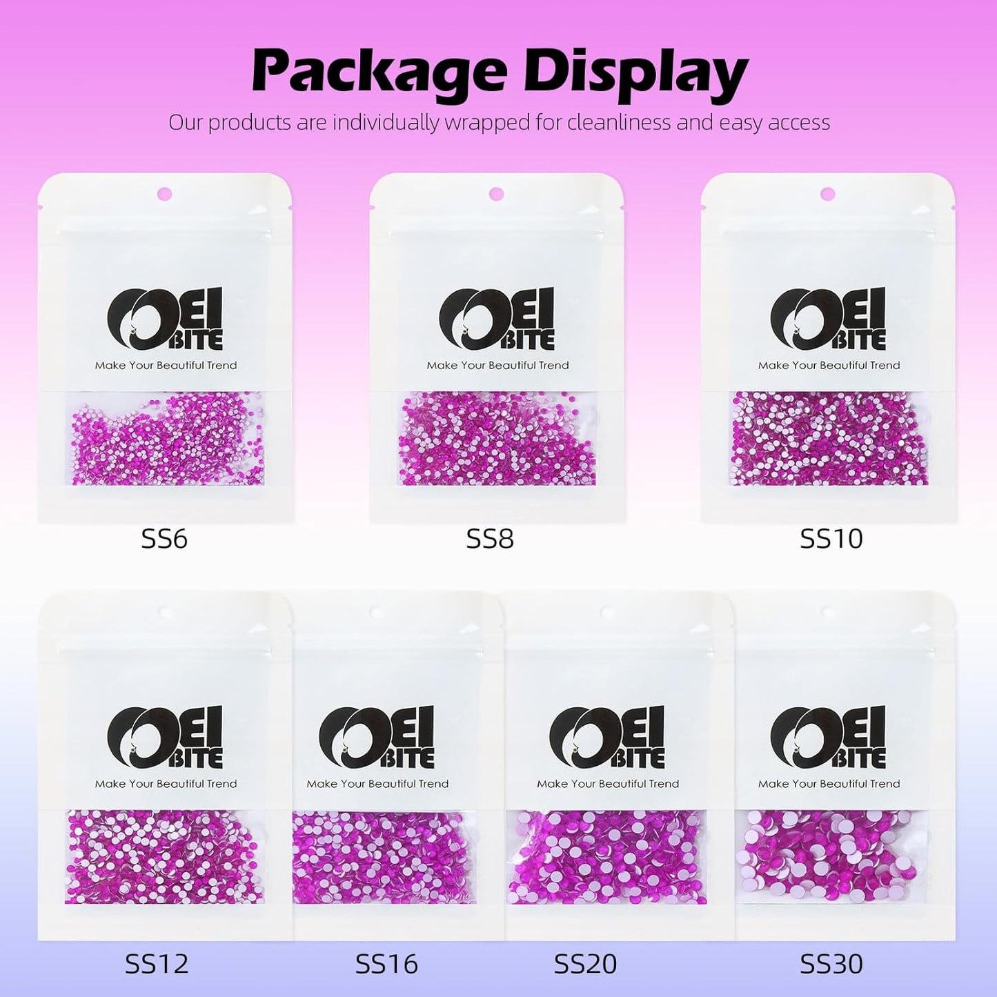 Neon Purple Flatback Rhinestones, Glass Rhinestones for Nail Art and Craft, Glue Fix, Loose Crystal Gemstones(Neon Purple, SS12, 1440pcs, 2.9-3.0mm)