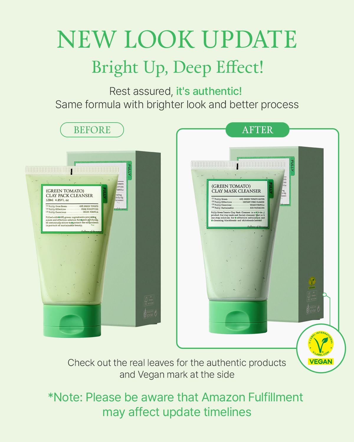 FULLY Green Tomato Pore Detox Clay Mask Cleanser, Pore Minimizing, Blackhead Care, Sebum Control, Exfoliation, Vegan, Face Wash, Sensitive Skin, Korean Skincare 4.05 fl.oz