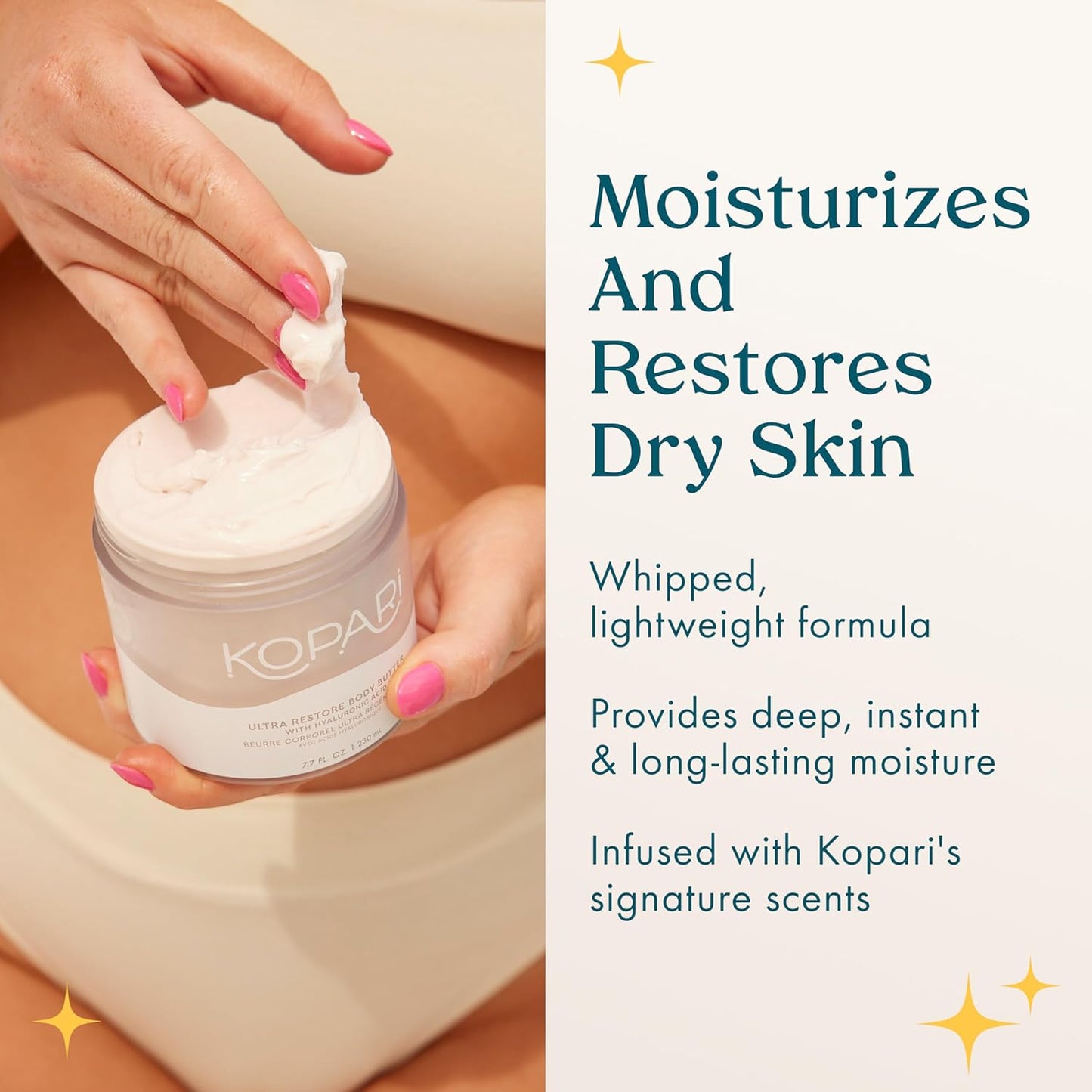 Kopari Ultra Restore Body Butter, Whipped Lightweight Formula, Hyaluronic Acid & Mango Seed Butter, Deep & Long-Lasting Moisture, Coconut 7.7 oz