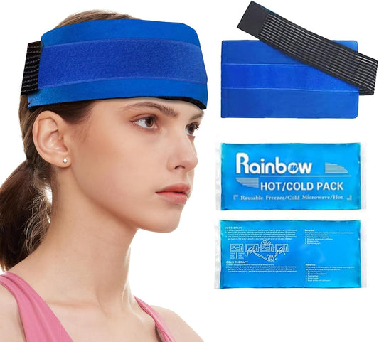 Reusable Hot and Cold Packs for Injuries, 2 Flexible Gel Ice Pack Cold Hot Compress for Joint Pain, Muscle Soreness, Tension Headache, Adjustable Therapy Wrap for Knees, Back, Shoulders, Arms and Legs