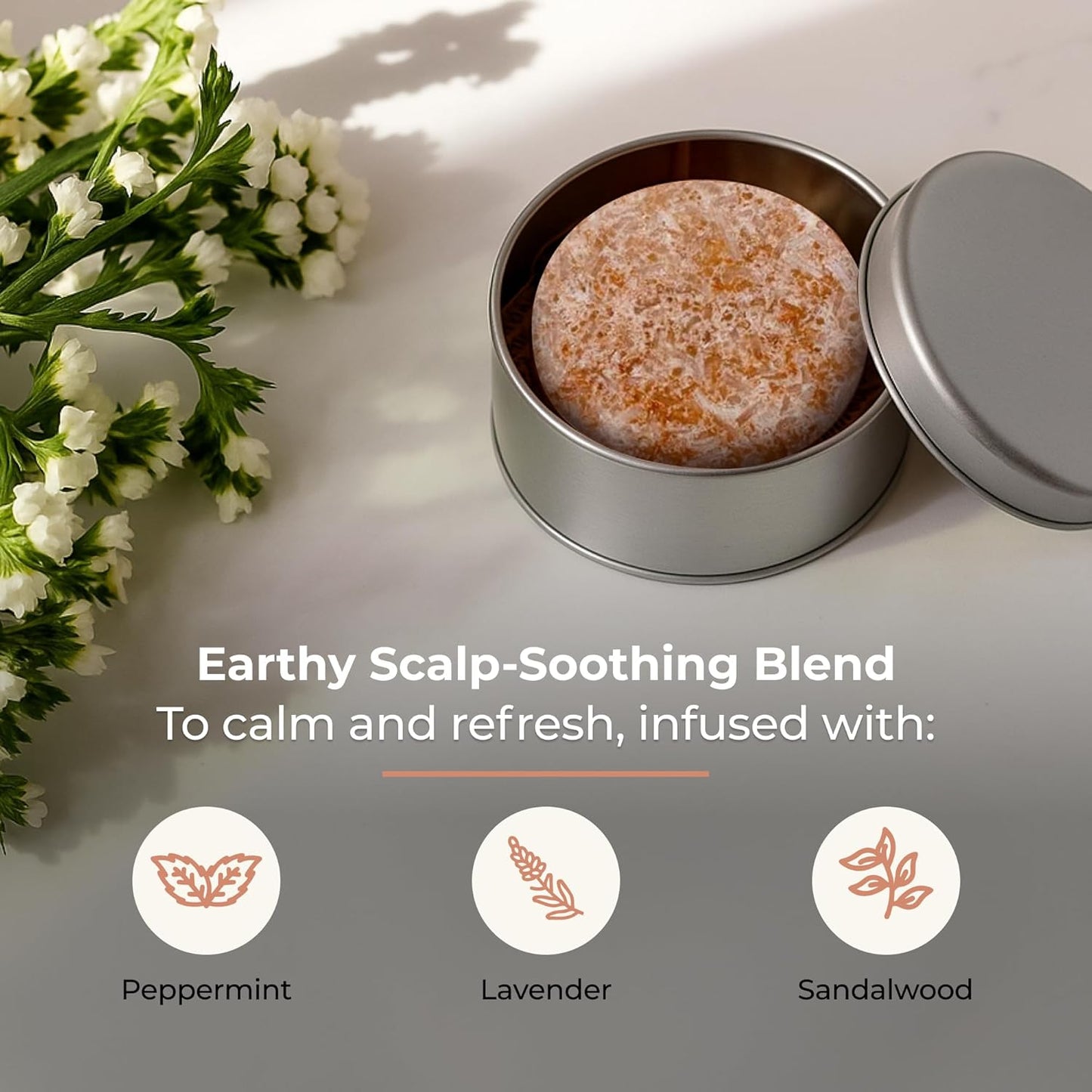 Driftwood Shampoo Bar, Vegan Solid Hair Cleanser with Sandalwood, Lavender, and Peppermint, for Oily Hair, Dandruff, and Psoriasis, Zero Waste, Travel-Friendly