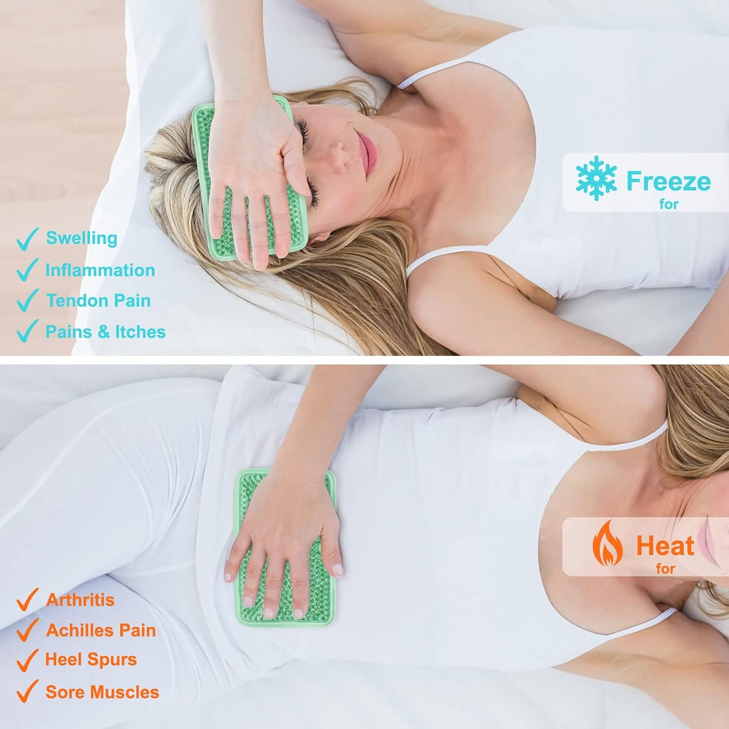 Gel Beads Ice Pack Ice Bag with Strap-Reusable Hot & Cold Pack Compress Therapy for Pain, Swelling,Injuries of Knee, Shoulder, Foot, Back, Ankle, Neck, Hip, Elbow,Wisdom Tooth (1 pcs.Green)