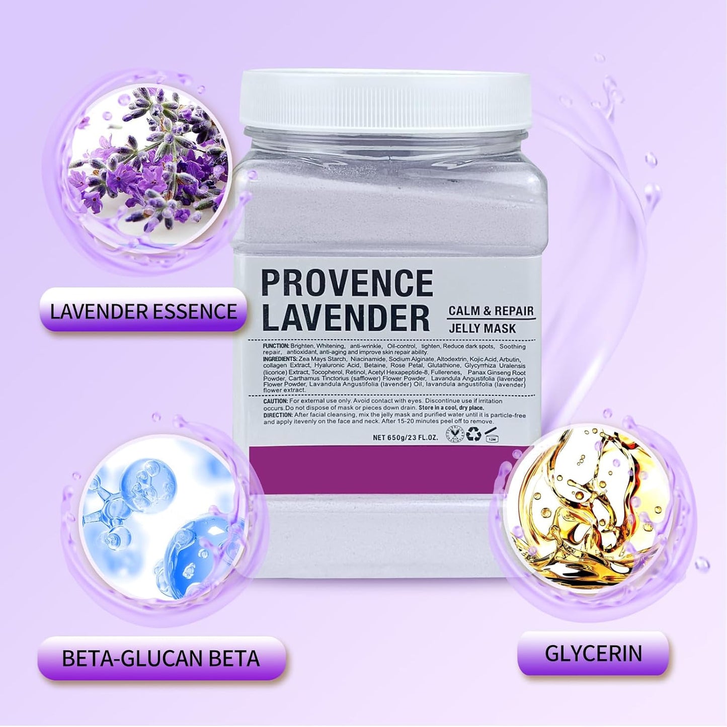 Jelly Mask for Facials Professional, Hydrating & Moisturizing Peel-Off Natural Gel Face Mask SkinCare, Professional Spa Use Jelly Face Masks, Deep Hydration & Glow 23 Fl Oz (Lavender)