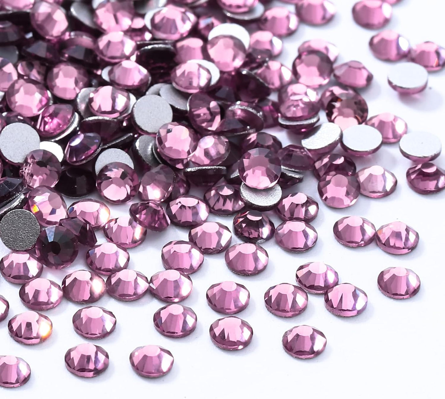 Light Amethyst Flatback Rhinestones, Glass Rhinestones for Nail Art and Craft, Glue Fix, Loose Crystal Gemstones(Lt.Amethyst, SS10, 1440pcs, 2.7-2.8mm)