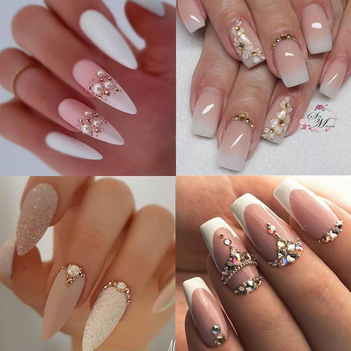 Nail Art Pearls Flatback Rhinestones Nail Charms Gold Silver White Half Round Supplies Luxurious Design Accessories Rhinestones for Women DIY Manicure Decorations