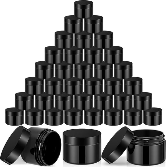 SATINIOR 36 Pieces 4 oz Plastic Jars with Lids Wide Mouth Airtight Reusable Container Acrylic Cosmetic Small Jars for Lotions Ointments Travel Toiletries Creams Make up Storage(Opaque Black)