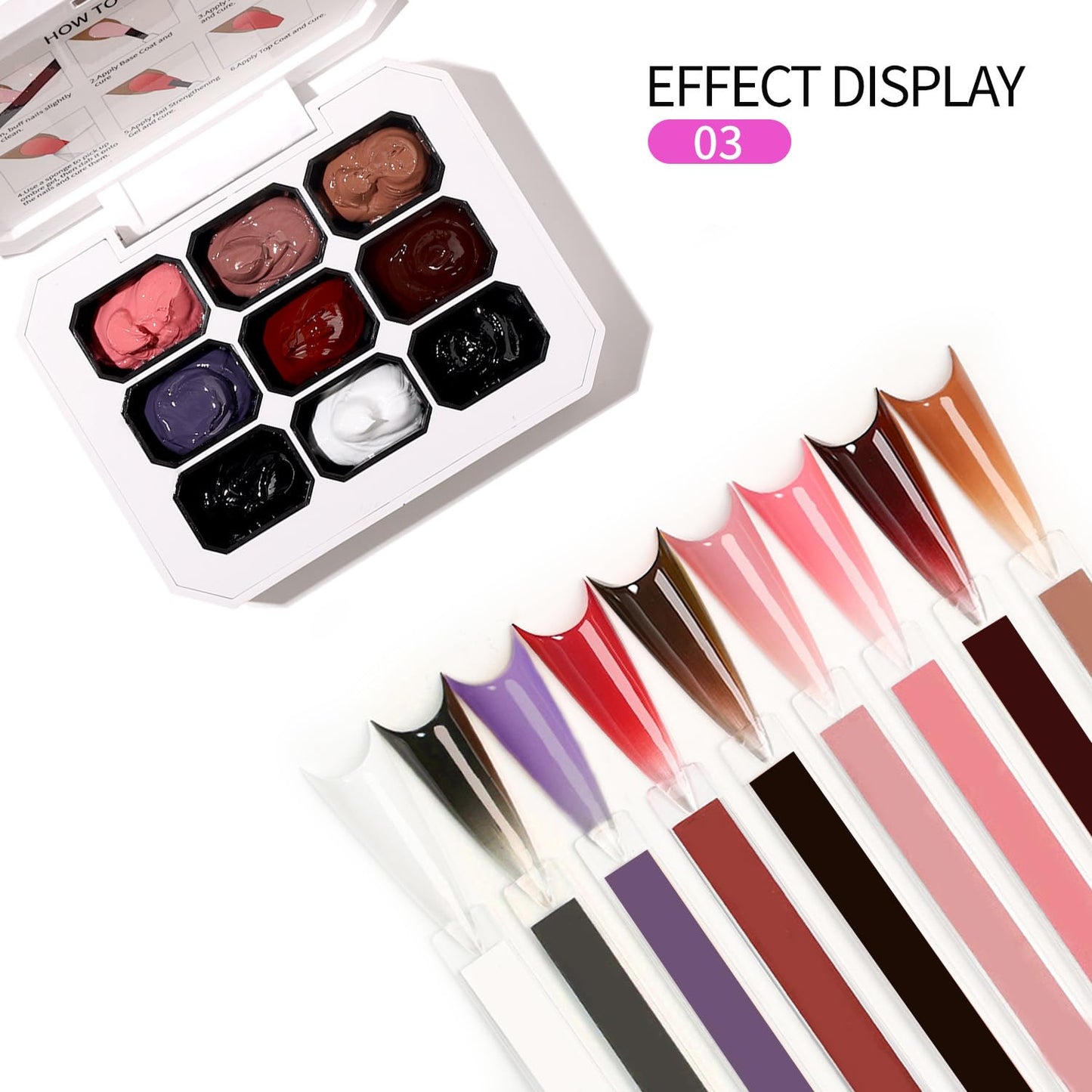 Ombre Gel Nail Polish Nail Sponges for Ombre 9 Series Colorful Blush Effect Gradient Painting Gel for Ombre Nails Multistyle French Manicure Nail Art DIY Home (A3, 1)