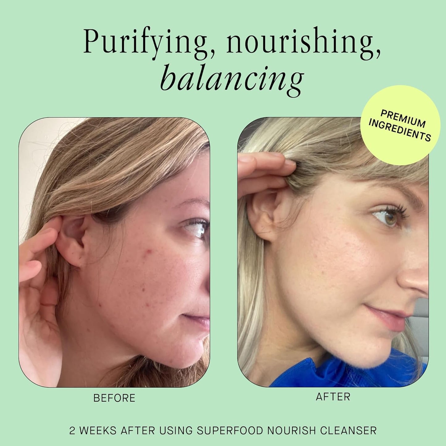 Brandefy Superfood Face Wash, Gentle & pH Balanced Cleanser w/Kale, Green Tea, Spinach, Vitamin C, E, K2- Softens & Nourishes Skin, Organic Facial Cleanser for All Skin Types (8 Fl Oz)