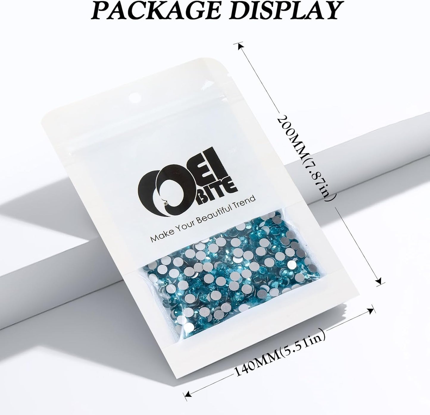 Aquamarine Flatback Rhinestones, Glass Rhinestones for Nail Art and Craft, Glue Fix, Loose Crystal Gemstones(Aquamarine, SS16, 2880pcs, 3.8-4.0mm)