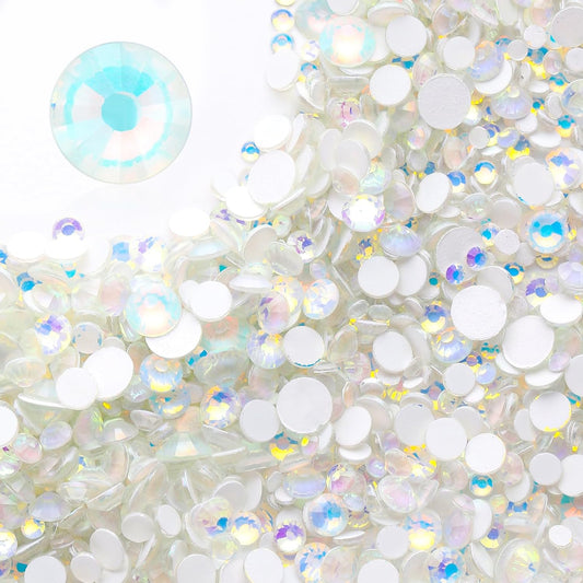 F White Flatback Rhinestones, Glass Rhinestones for Nail Art and Craft, Glue Fix, Loose Crystal Gemstones(F White, SS16, 1440pcs, 3.8-4.0mm)