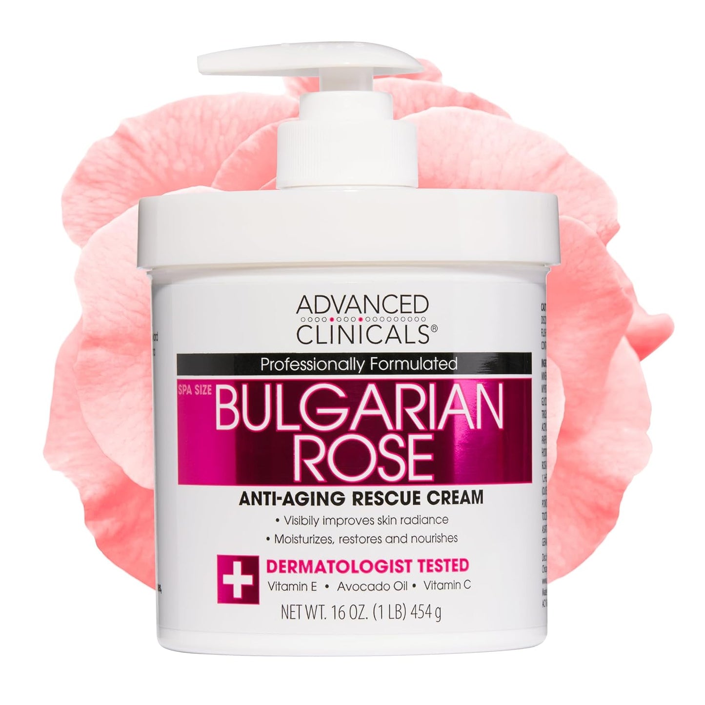 Advanced Clinicals Bulgarian Rose Lotion For Women | Rose Scented Vitamin C Body Lotion Cream | Visible Anti Aging Vitamin E Moisturizer Body Butter Improves Look Of Sagging Dry Skin & Texture, 16 Oz