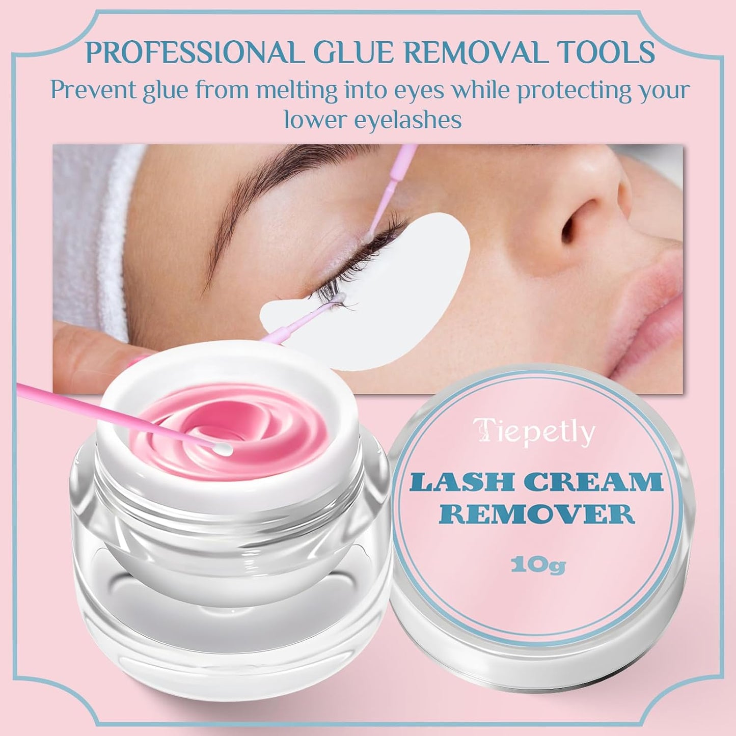 Tiepetly Eyelash Extension Remover, Dissolves Powerful Lash Extension Remover, Low Irritation, for Professional or Salon Use (10 g)