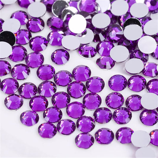 1000 Pieces SS20 5mm Flatback Rhinestones Clear Glass Round Gems Crystals for Nail Art DIY Crafts Clothes Shoes Bags （Purple）