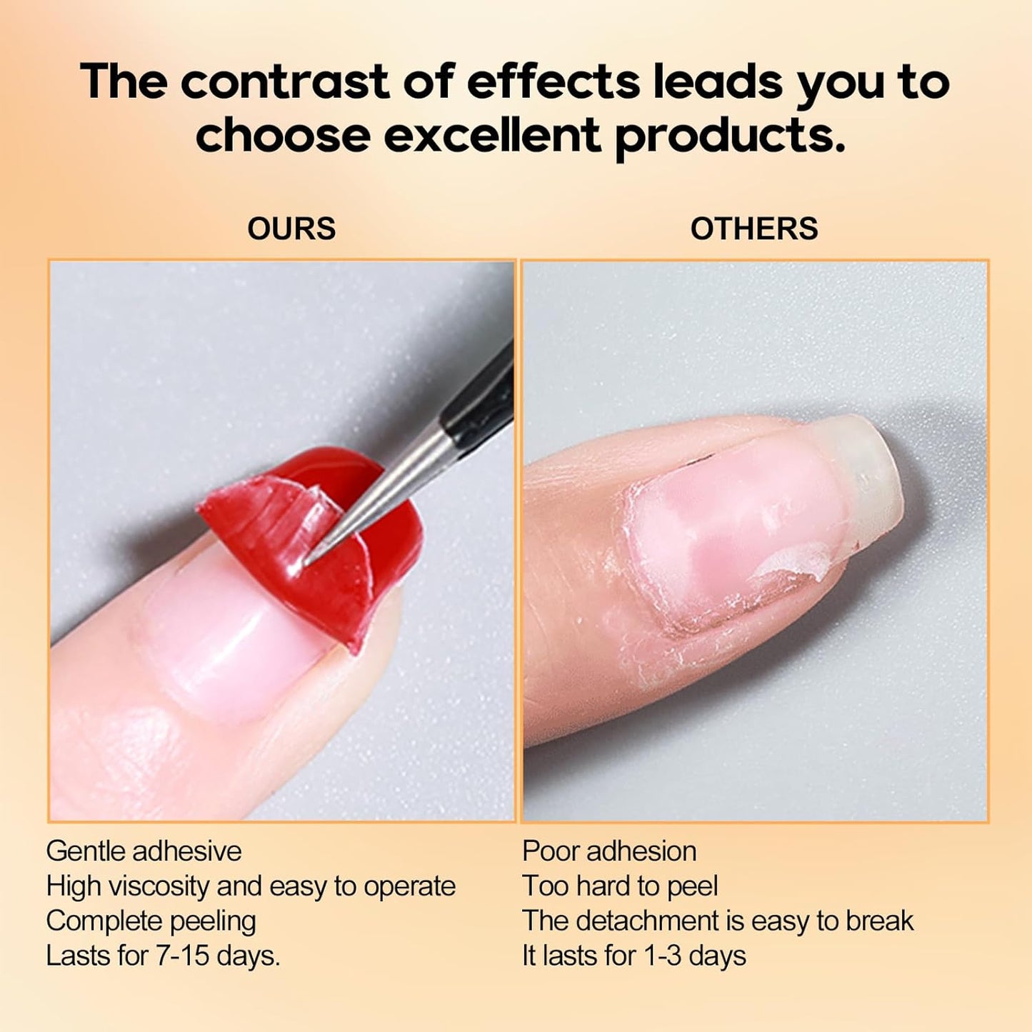 ADHERE Peel Off Gel Base Coat - UV LED Light Peelable Base Gel Polish, 15ml, No Filing Soaking-off for Easy Nail Removal, Perfect for Beginners & DIY Home Use