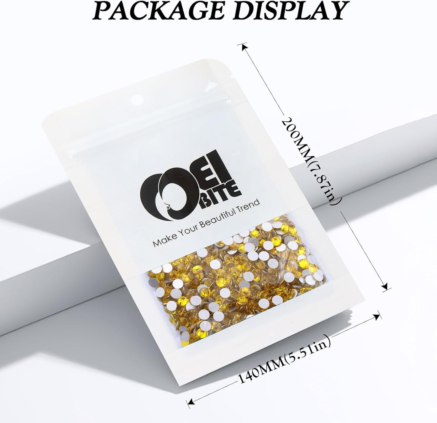 Yellow Flatback Rhinestones, Glass Rhinestones for Nail Art and Craft, Glue Fix, Loose Crystal Gemstones(Yellow, SS12, 2880pcs, 2.9-3.0mm)